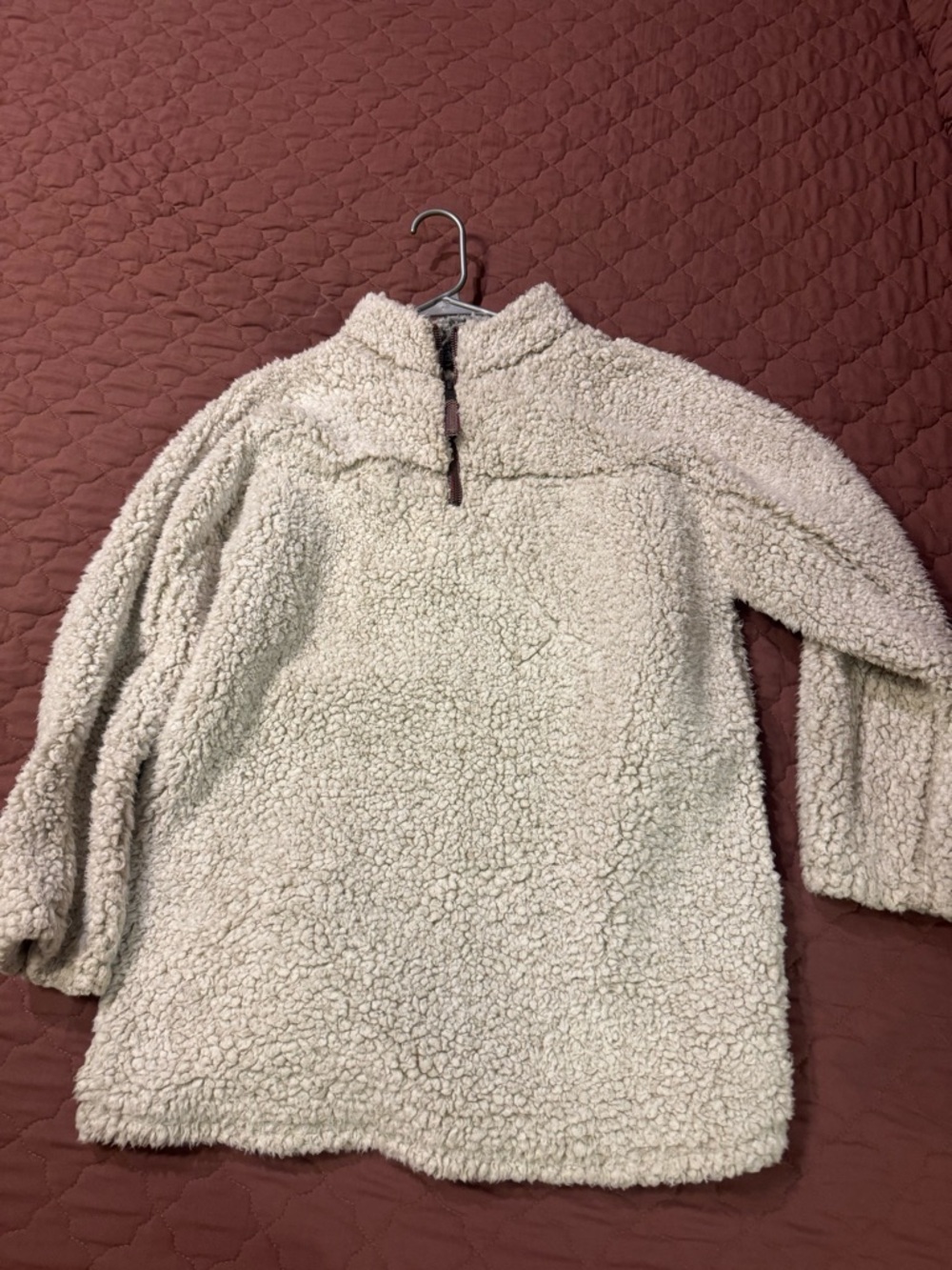 True Grit Cream Sherpa Half-Zip Pullover